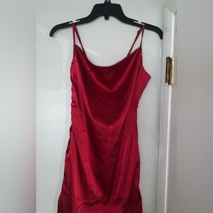 Satin Bodycon Dress (burgundy)